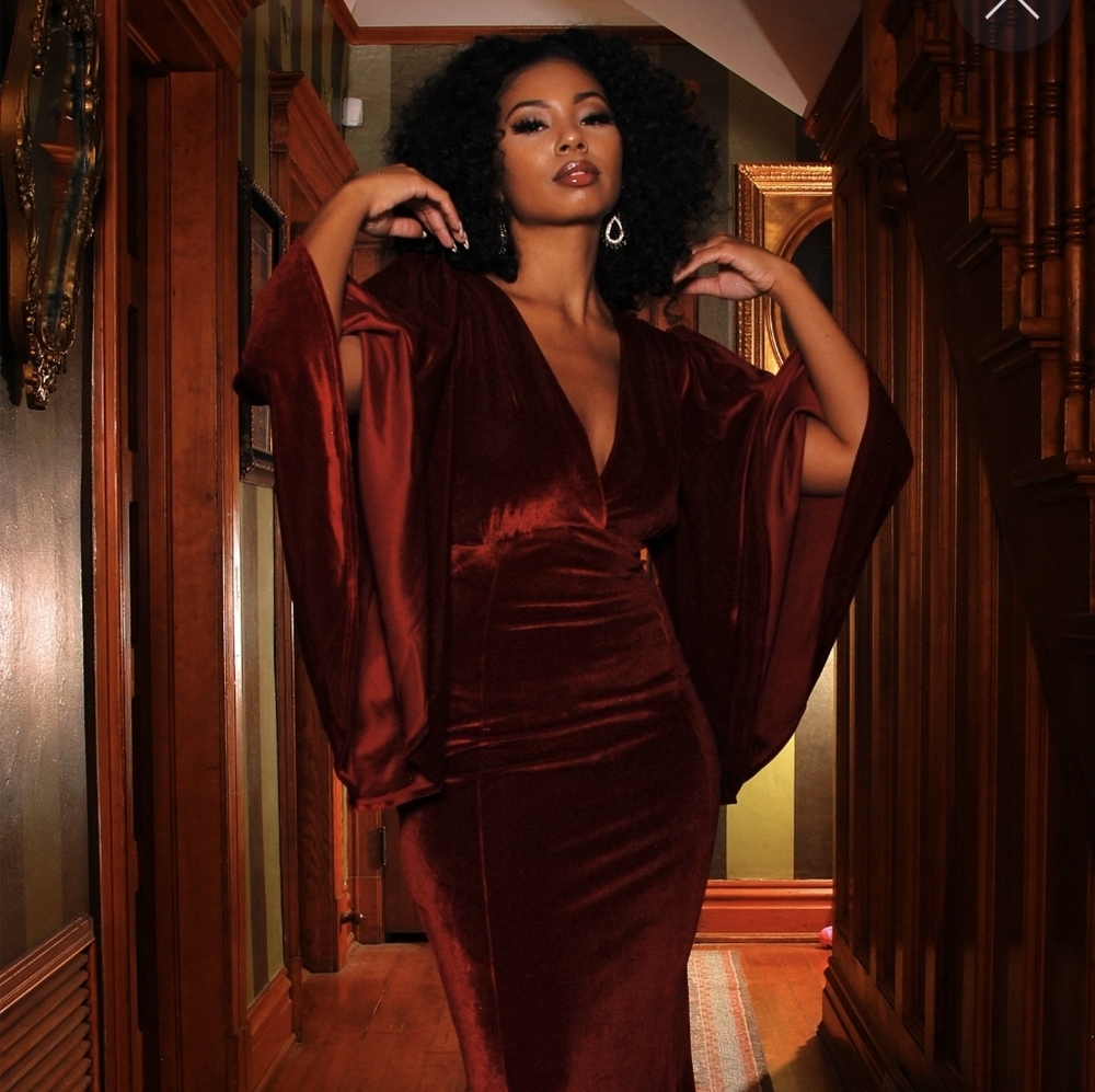 Maria Maxi Gown in Red Velvet